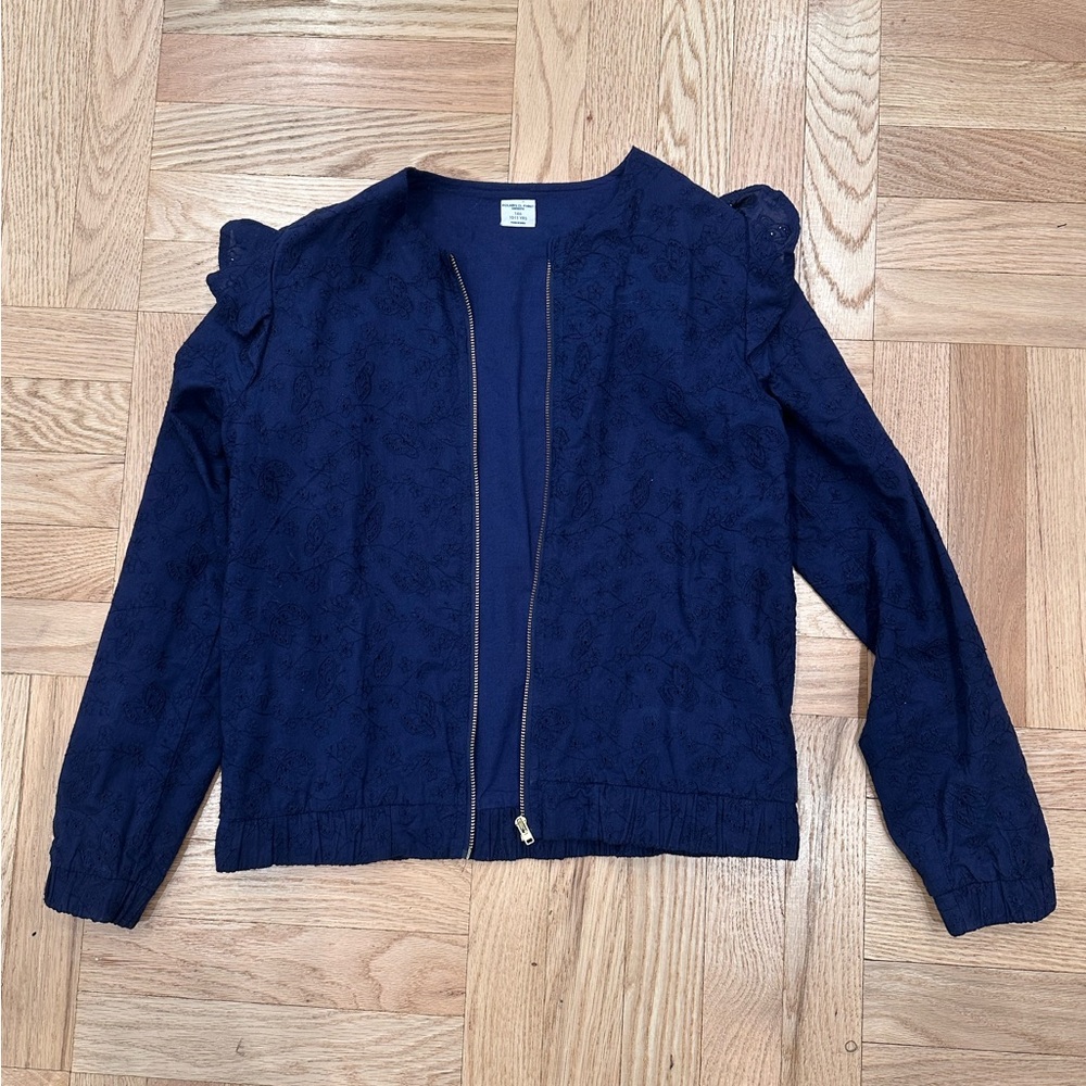 Polarn O. Pyret Navy Eyelet Jacket with Ruffles